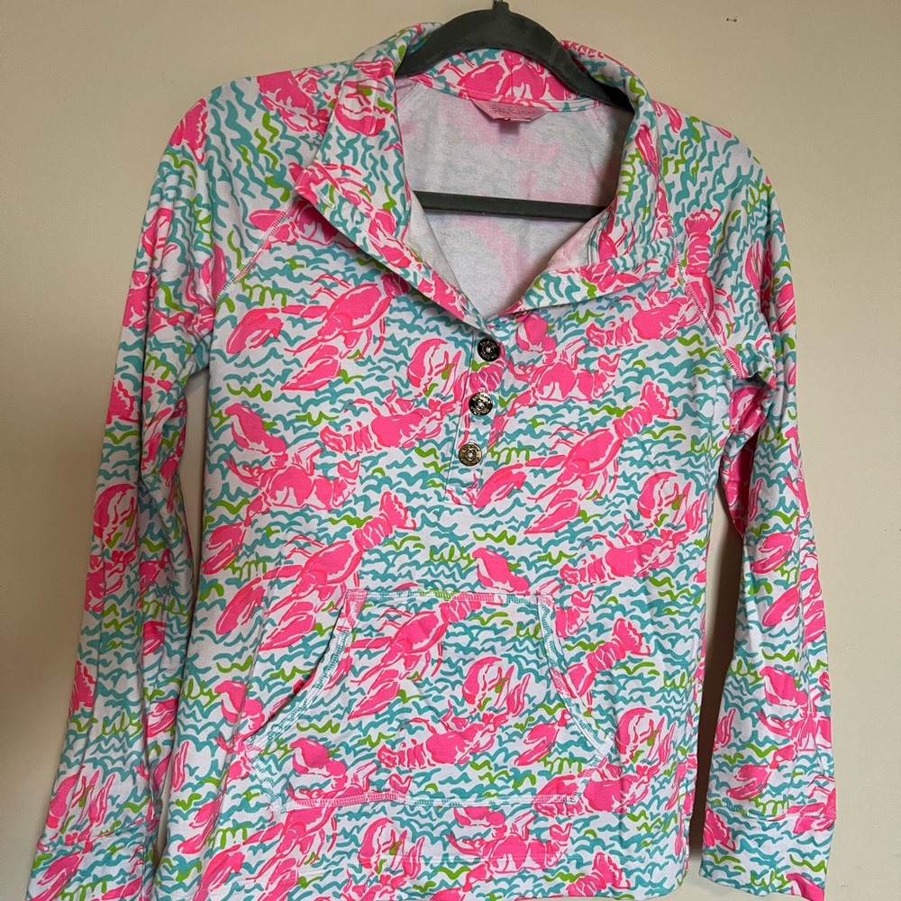Lilly Pulitzer lobster Pink and Green Patterned Top